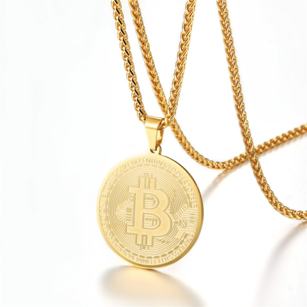 14KT Gold BITCOIN | Gold Plated Necklace, Cryptocurrency Pendant Chain,  Crypto | eBay