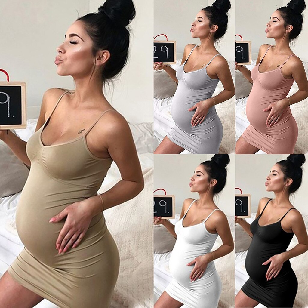 Maternity Clothes Sexy Solid Sleeveless Deep V