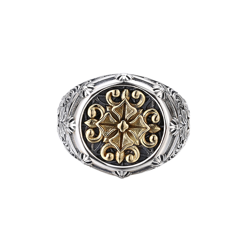 Unique Men's Silver S925 Ring with Cross Pattern