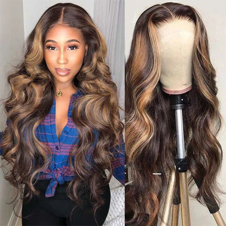 Ombre Curly Fashion Female Big Wave Real Human Hair Wig