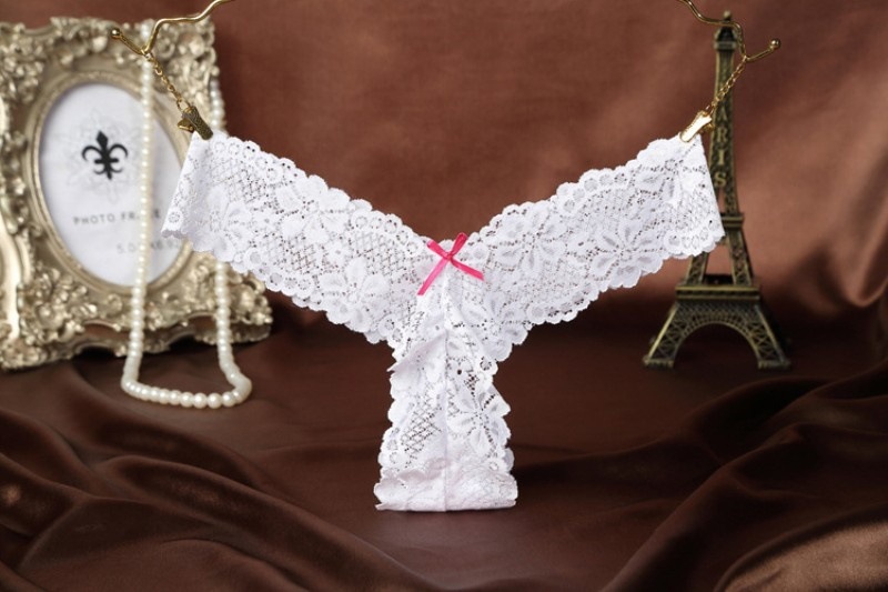 Cute and Comfortable Lace Thong Panties white low rise