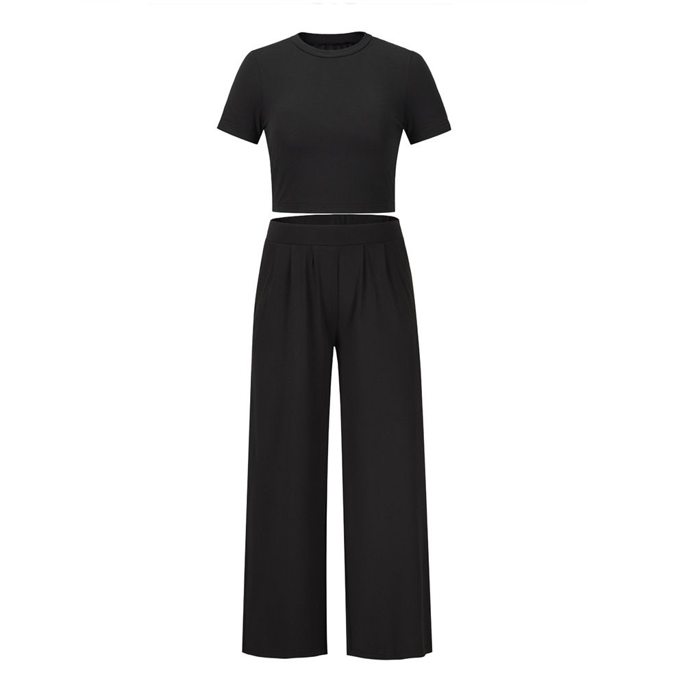 1640312975916 - Short Sleeved T Shirt And Trousers Two Piece Suit Women