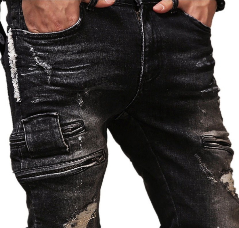 Men Vintage Distressed Denim Jeans Trousers Pants