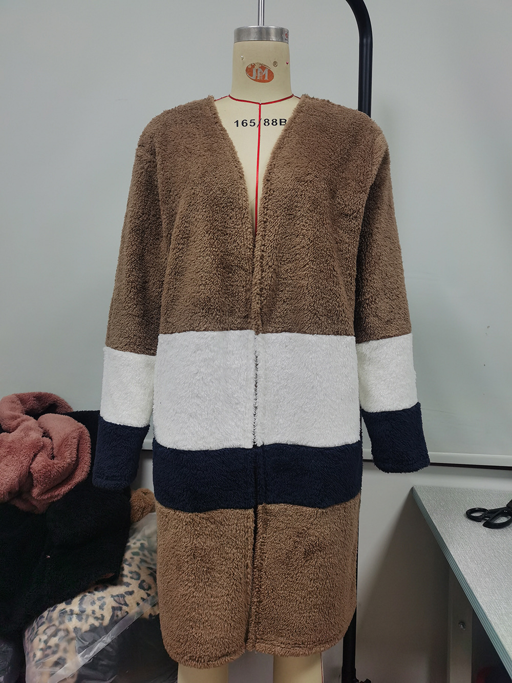 Double Sided Fur Color Block Mid-length Cardigan Trench Coat shopper-ever.myshopify.com
