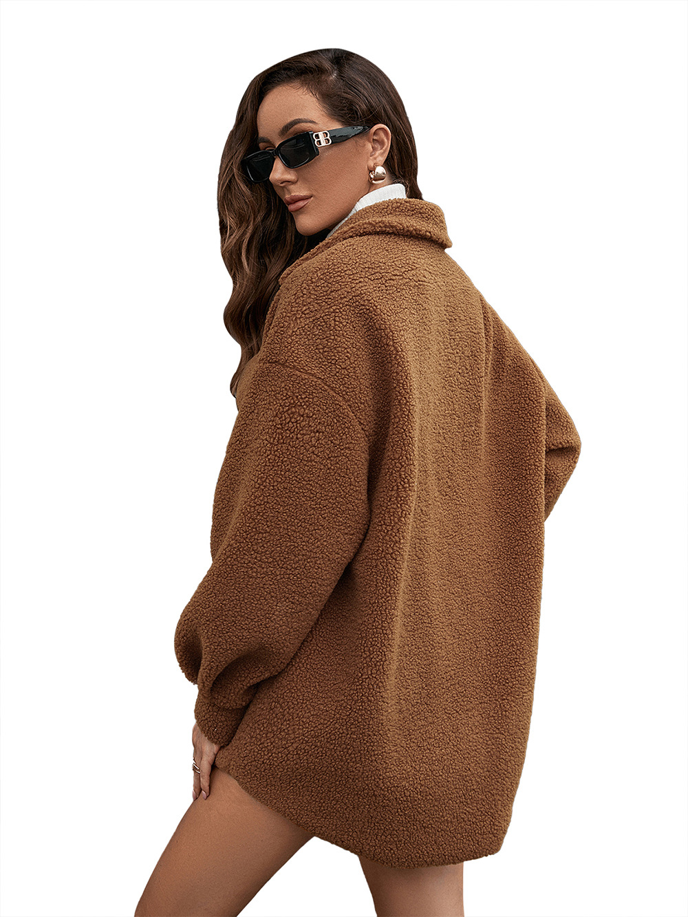 Teddy Furry Single Breasted Long Sleeve Woolen Jacket shopper-ever.myshopify.com
