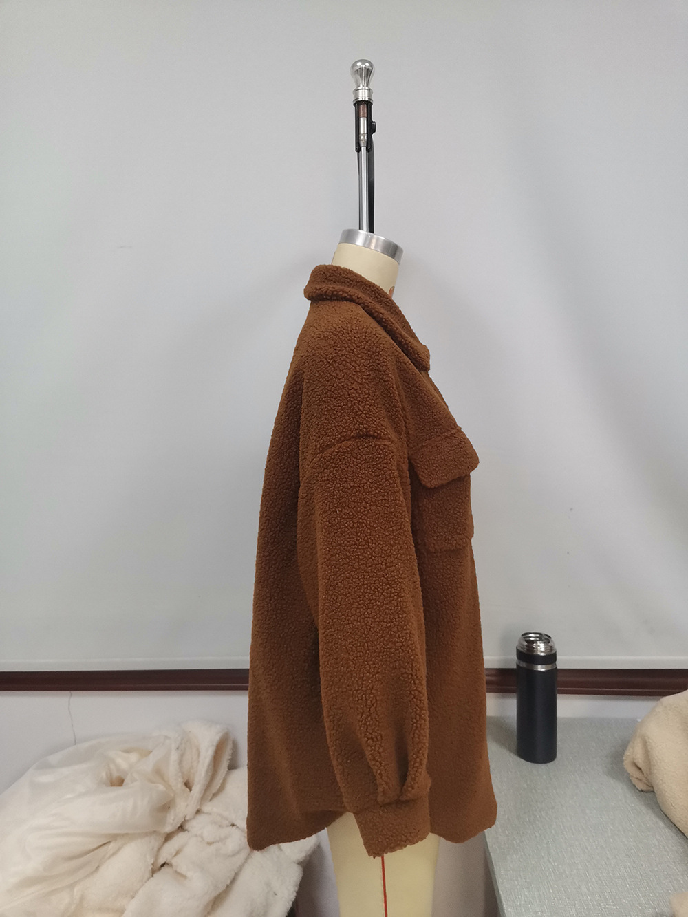 Teddy Furry Single Breasted Long Sleeve Woolen Jacket shopper-ever.myshopify.com