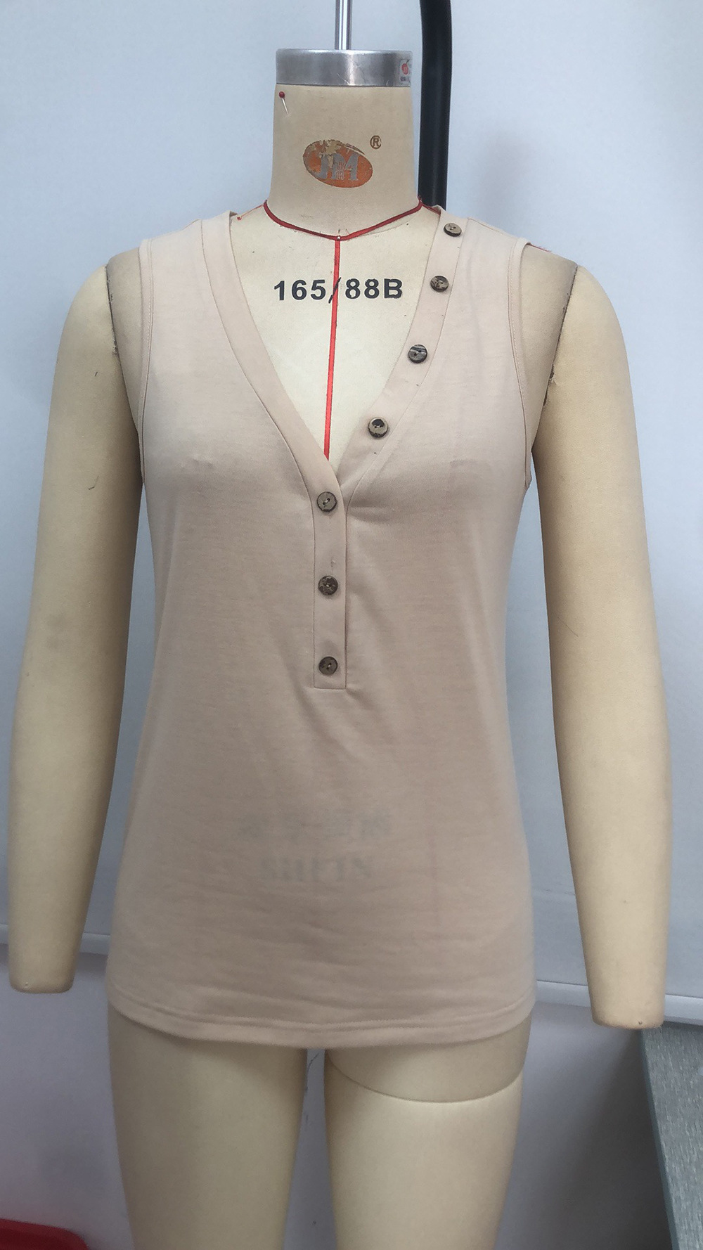 Solid V-Neck Sleeveless Button T-Shirt shopper-ever.myshopify.com