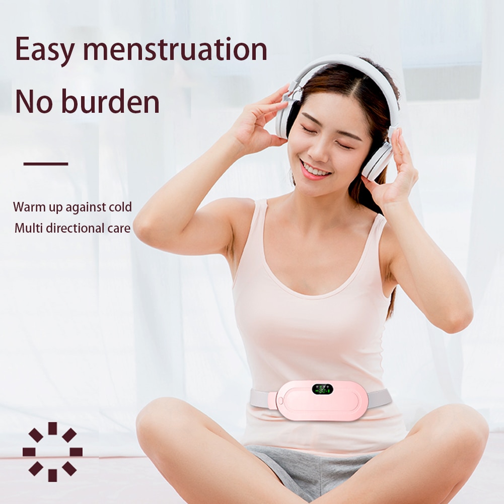 Menstrual Heating Pad Smart Warm Belt Pain Relief Waist Cramps Vibrating Abdominal Massager Electric Pain Device