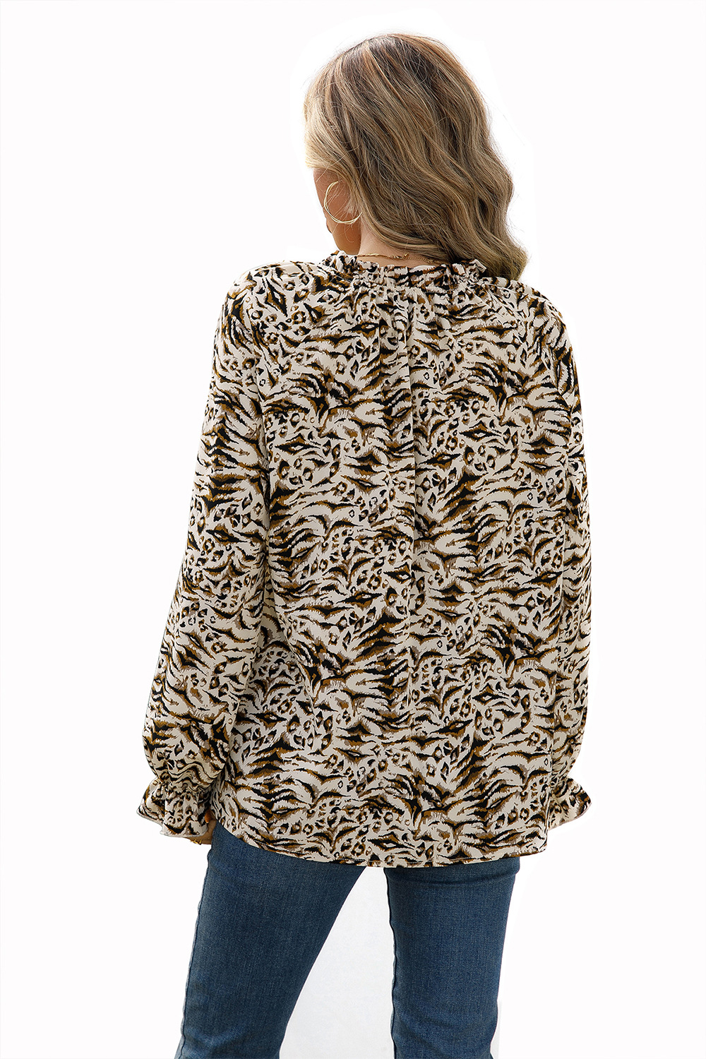Women's Casual Loose Small Floral Fungus Collar Shirt Top shopper-ever.myshopify.com