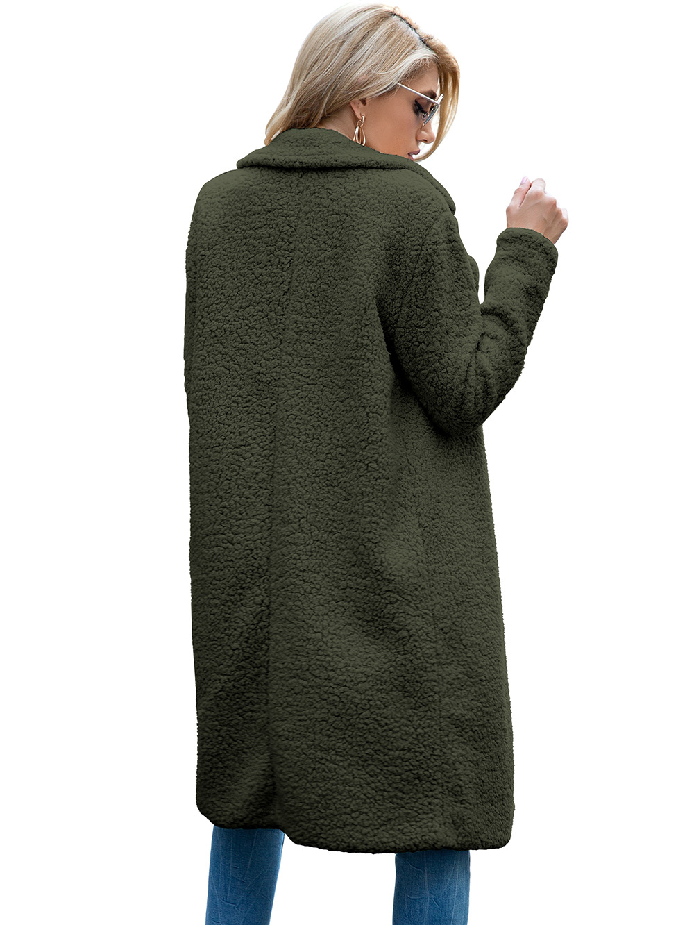 Mid Length Lapel Sweater Cardigan Sherpa Jacket shopper-ever.myshopify.com