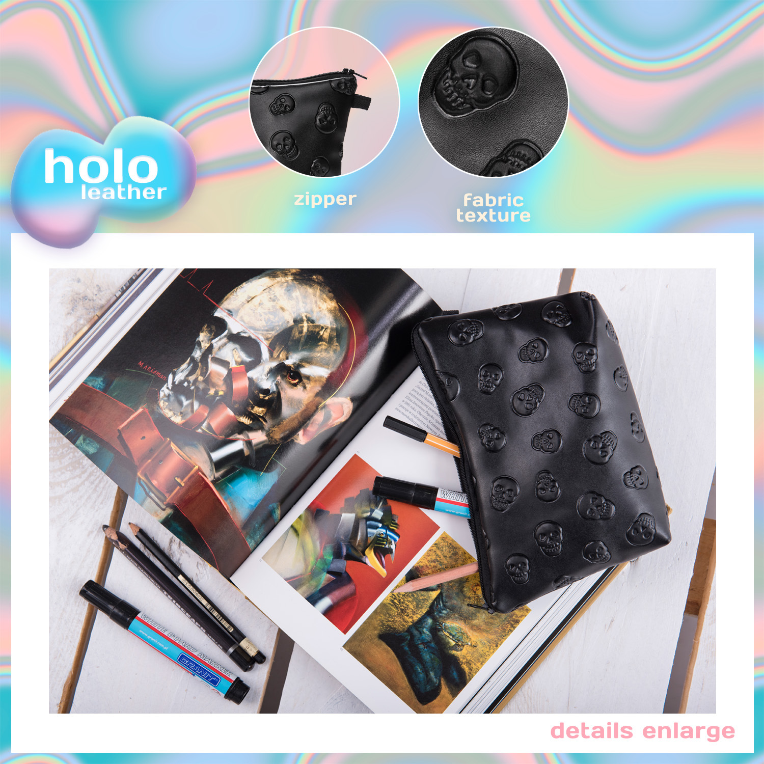38654 LEATHER SKULL black (00)