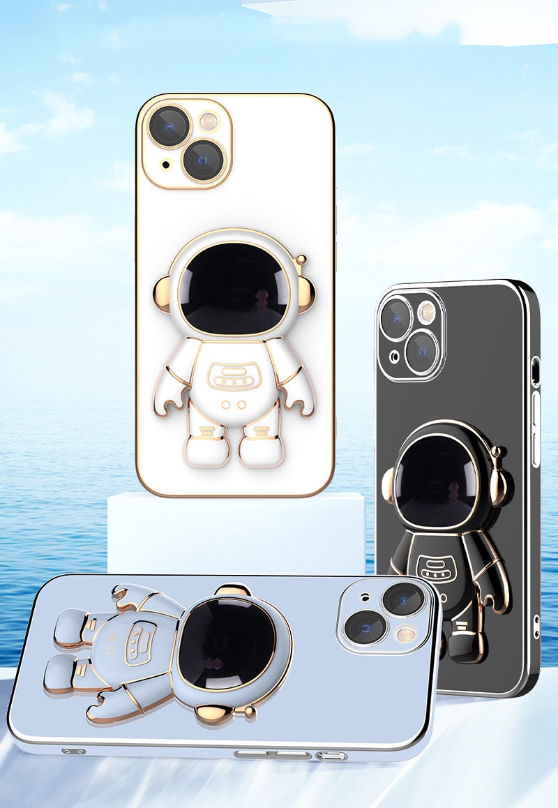 3D Astronaut Phone Case Anti-Drop Electroplating Bracket For iPhone 12/13/14/XR/X/