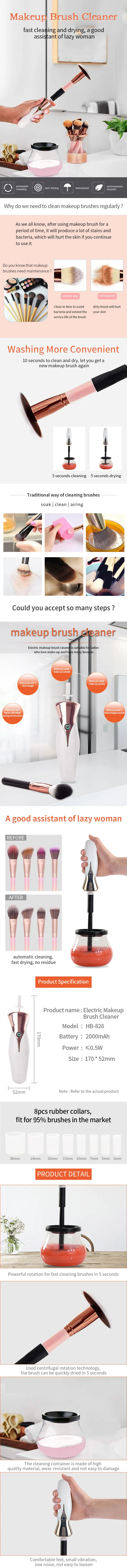 2020 Amazon best seller electric USB makeup brush cleaner and dryer machine automatic makeup brush sets cleaner 2000mah battery