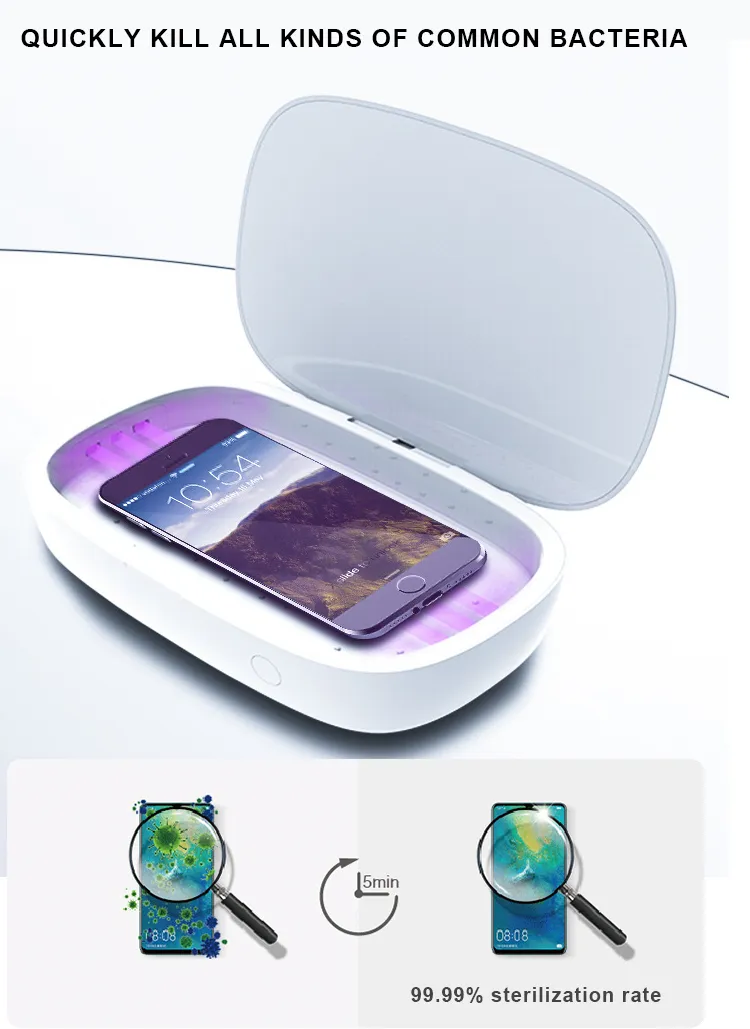 Phone UV Lamp Sterilizer Portable Smart Wireless Charging Charger UVC Box Smart Phone Sanitizer Disinfection