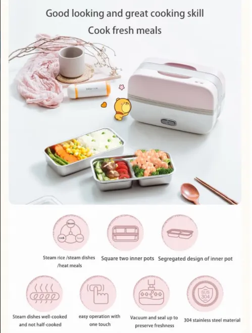 Bear DFH-B10J2 1L Electric Lunch Box 2-Layer with 2 Bowls