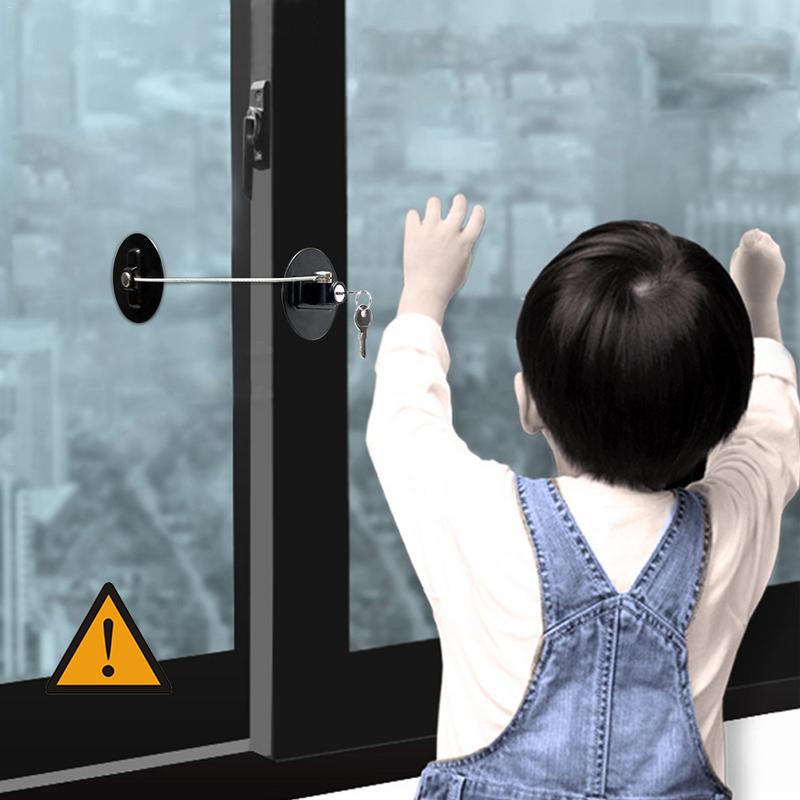 New-Hot-Children-s-Window-Refrigerator-Safety-Limit-Lock-with-Stainless-Steel-Key-Cylinder-Freeshipping
