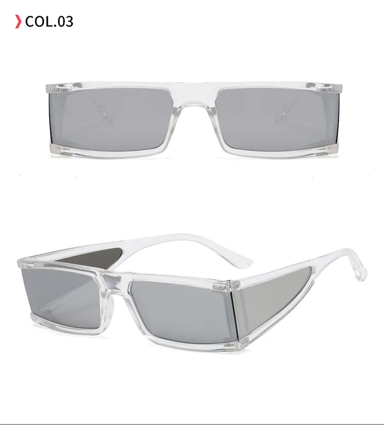 Superhot Eyewear 14745 Futuristic Rectangle Silver Mirrored Sunglasses