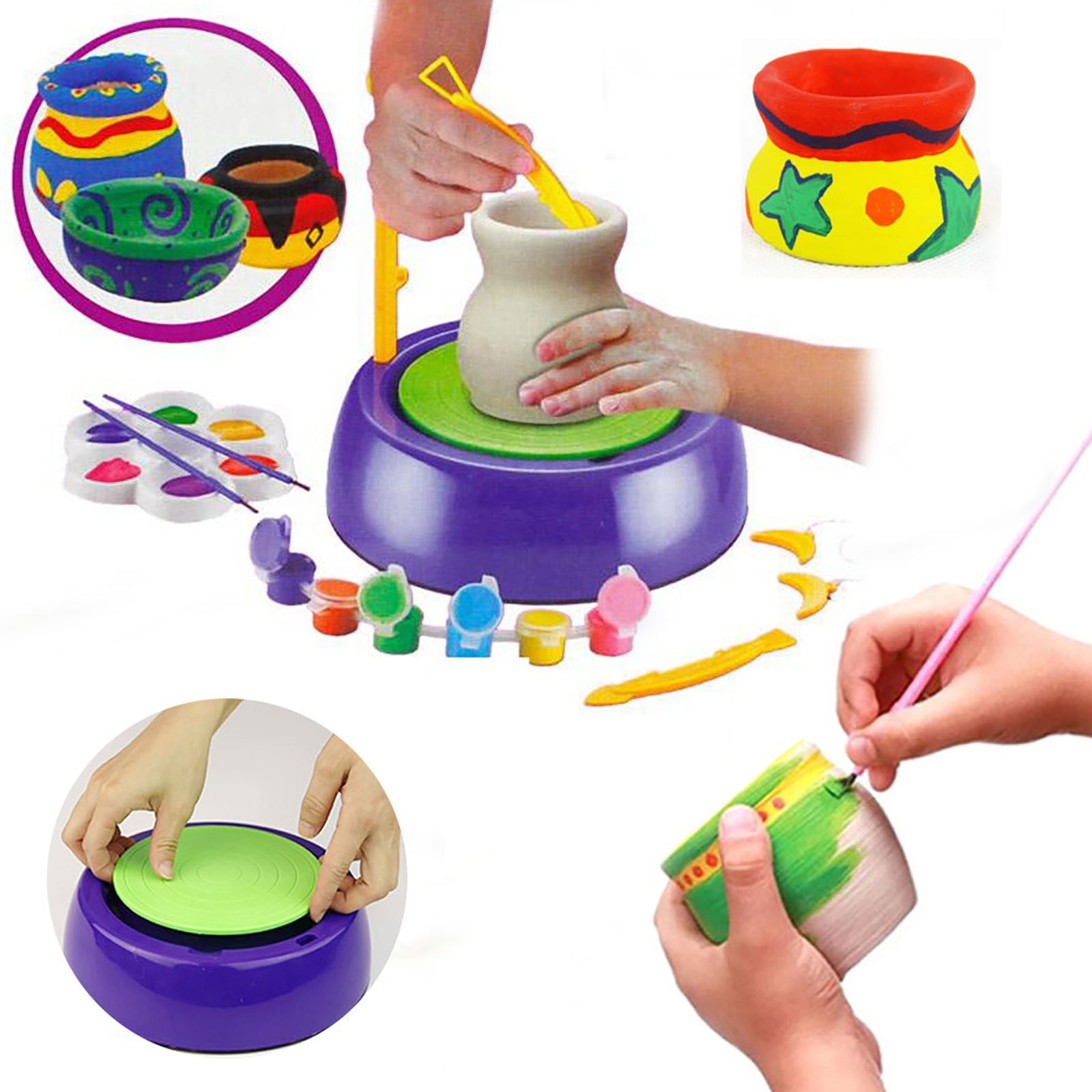  Insnug Mini Kids Pottery Wheel: Complete Painting Kit for  Beginners with Modeling Clay and Sculpting Tools, Arts & Crafts Small  Banding Wheel for Pottery, Tiny Pottery Wheel for Kids Age 8-12