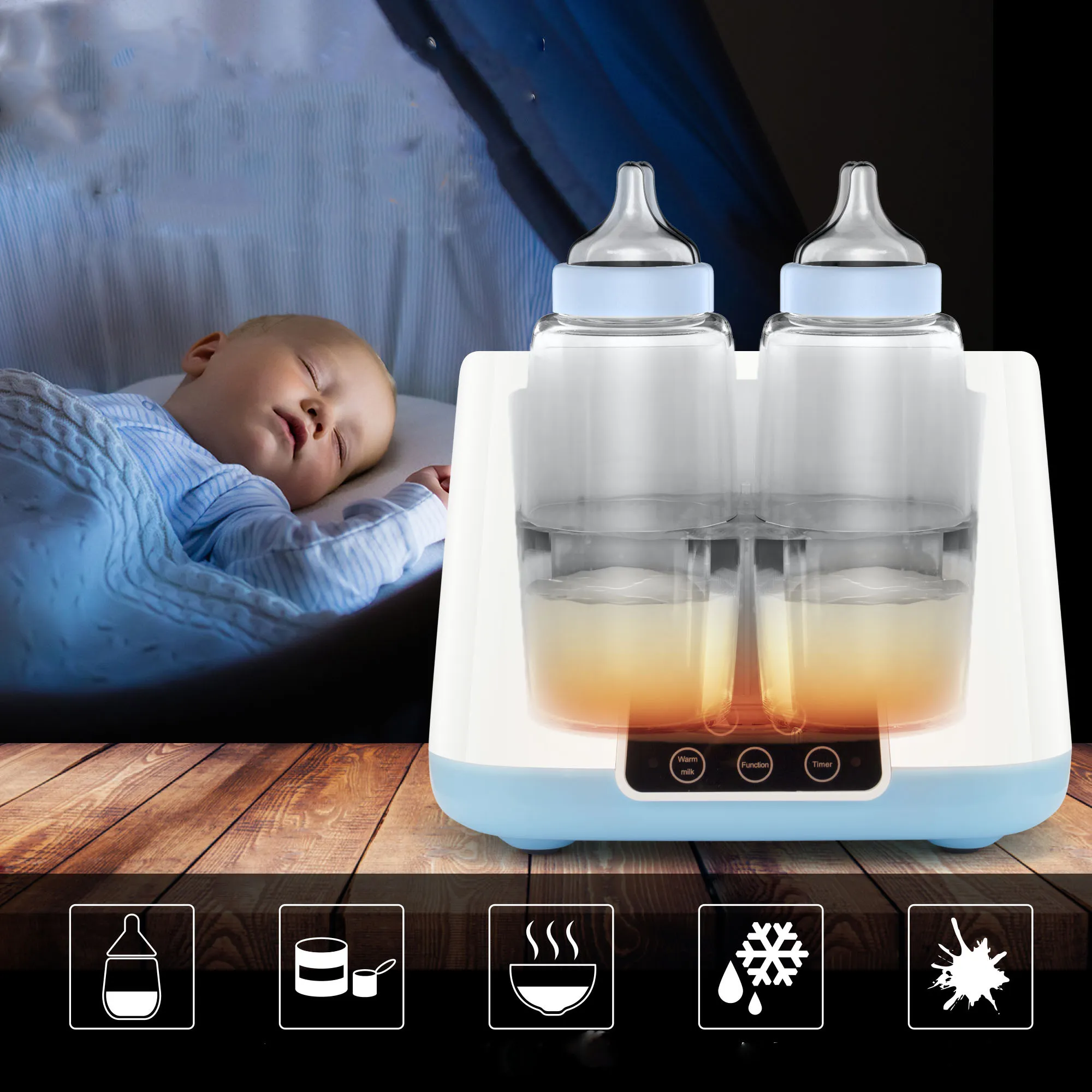 Double Bottle Multi-Function Automatic Baby Food Heating Warmer