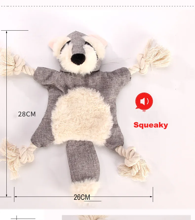 Manufacturer  bite resistence cute grey dog bear plush rope toy