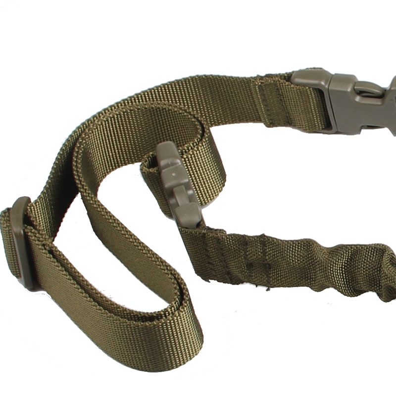 1000D-Heavy-Duty-Tactical-One-1-Single-Point-Sling-Adjustable-Bungee-Rifle-Gun-Sling-Strap-for-Airsoft-Hunting-Military RL30-0001 Green2