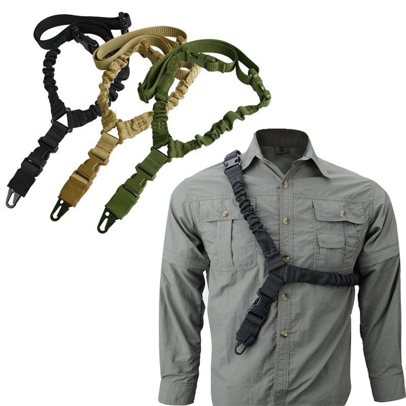 1000D-Heavy-Duty-Tactical-One-1-Single-Point-Sling-Adjustable-Bungee-Rifle-Gun-Sling-Strap-for-Airsoft-Hunting-Military RL30-1  (1)