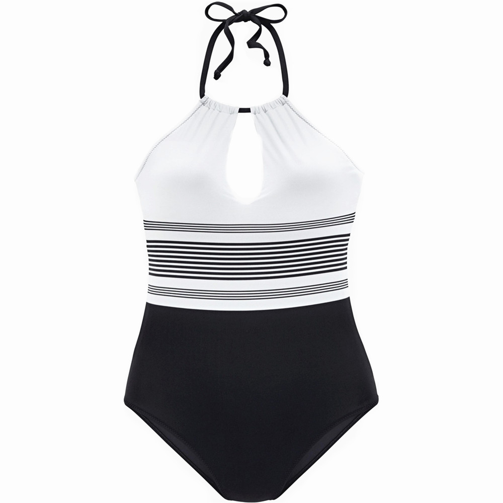 Swimsuit black white striped