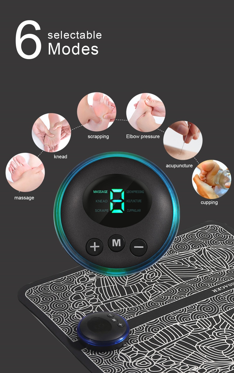 EMS Foot Massager Mat - Electric TENS Acupuncture for Pain Relief & Blood Circulation