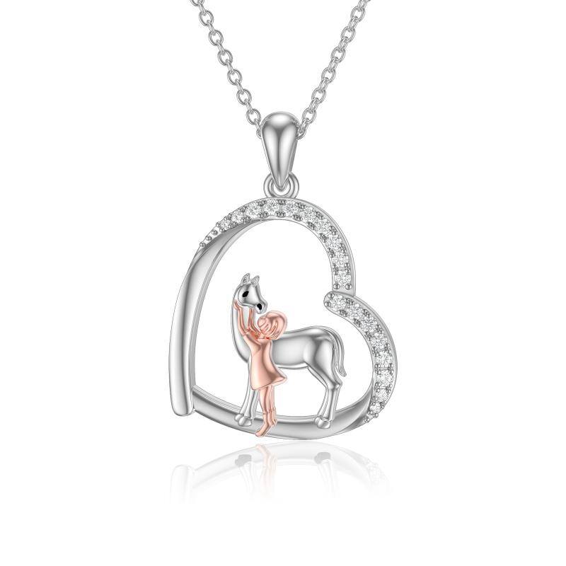 Silver horse pendant necklace for women