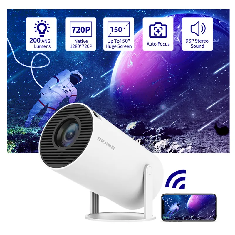  Mini Projector, Magcubic HY300 Auto Keystone Correction Portable  Projector, 4K/ 200 ANSI Smart Projector with 2.4/5G WiFi, BT 5.0, 130 Inch  Screen, 180 Degree Flip, Round Design, Home Video Projector : Electronics