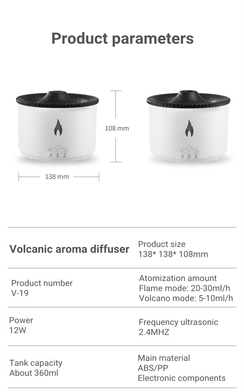 Serene Peak Volcano Shaped Aromatherapy Diffuser/Humidifier 19