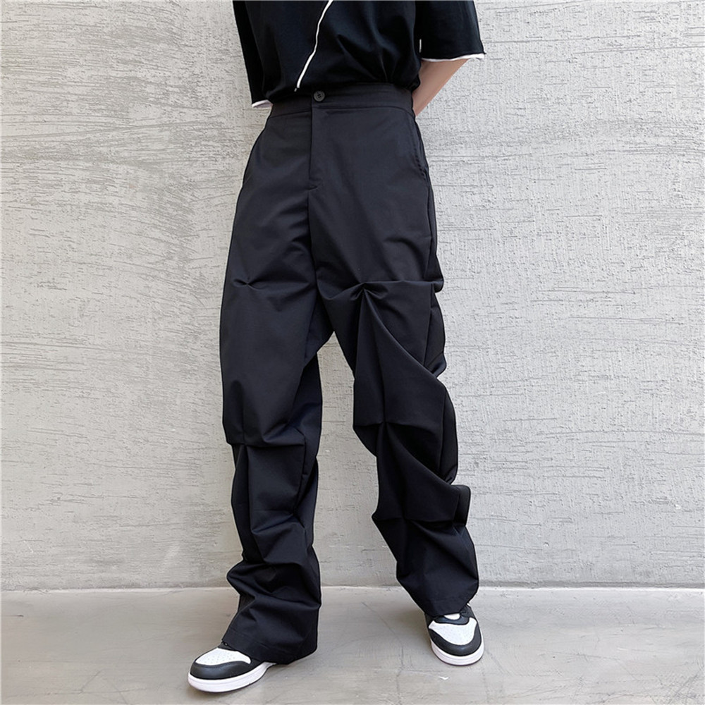 Dark Designer Pleated Casual Pants Men's Loose Crinkled - CJdropshipping