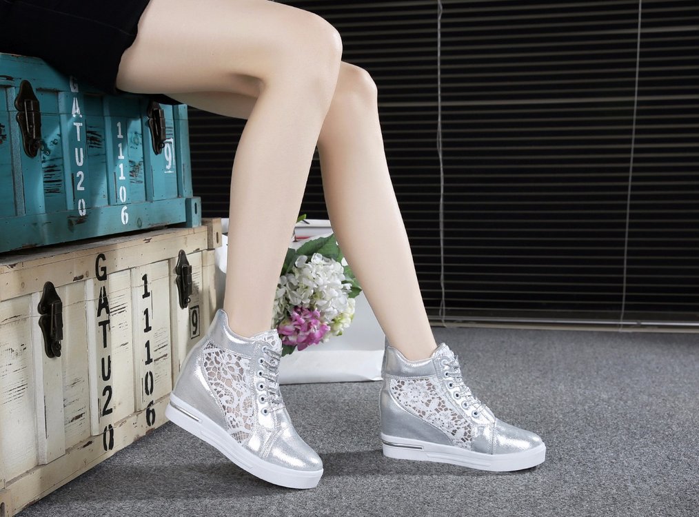 Mesh Thick-Soled Single Shoes White Shoes Women