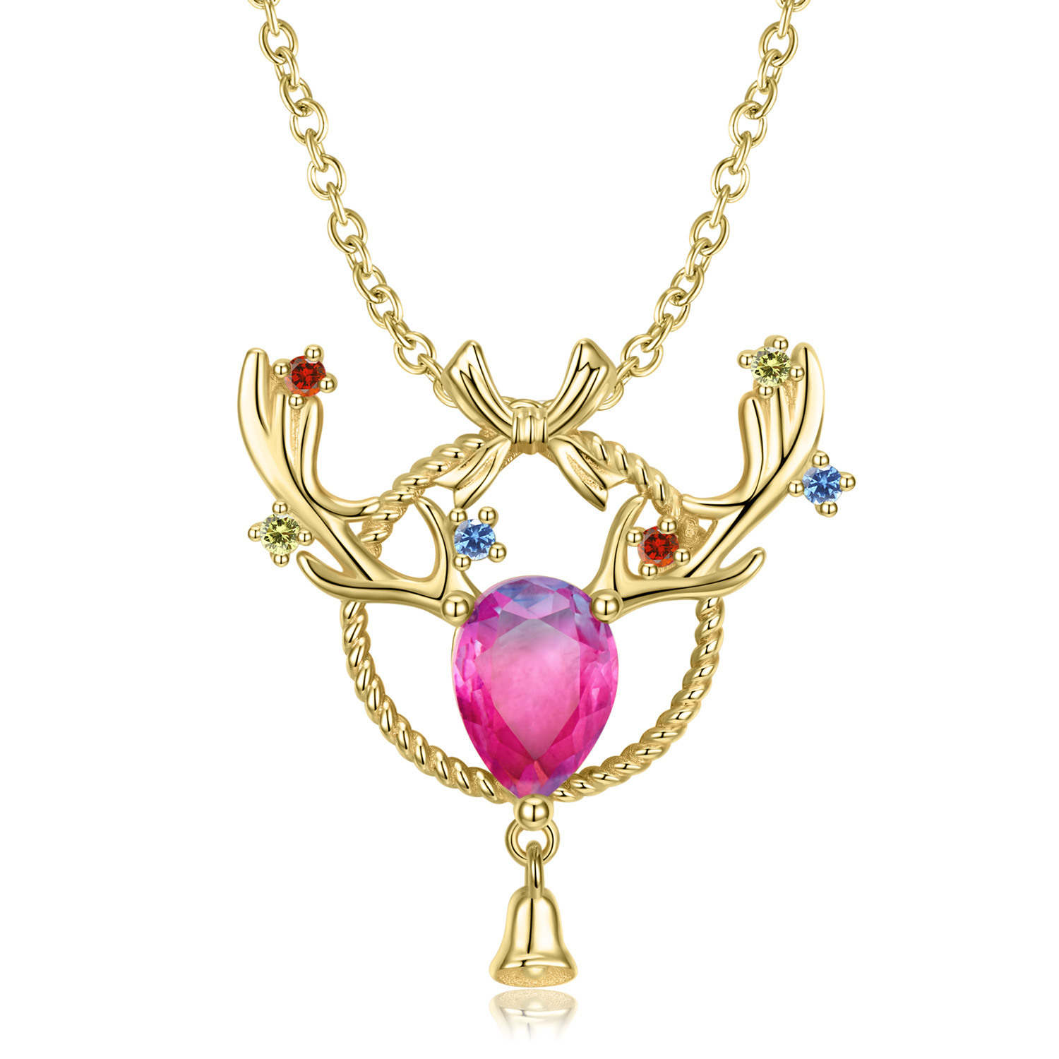 Original Design Bell Antler S925 Sterling Silver Plated 14K Hollow