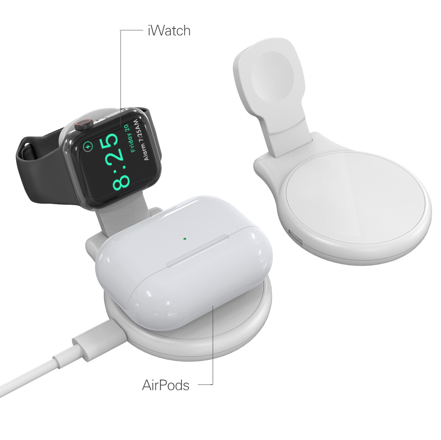 Folding Wireless Charger iPhone Magnetic Chargrt 3in1 Mini portable Charging Device For Airpods/Watch Circular