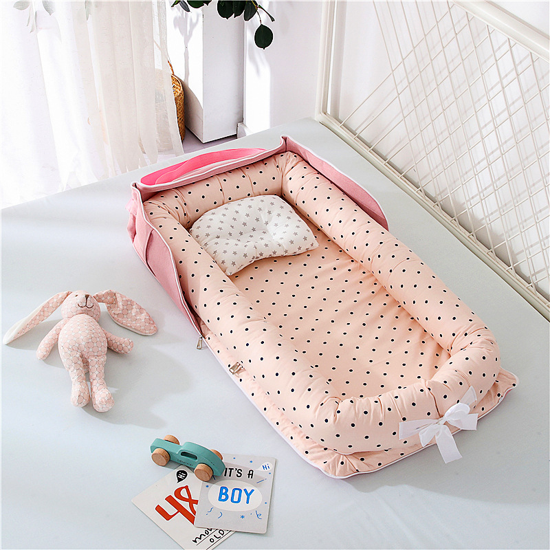 100% Organic Cotton Baby Portable Crib Breathable & Hypoallergenic Portable Crib Soft Cotton Pad Perfect For Cosleeping Baby Lounger Baby Nest Womdee Baby Nest Sharing Co-Sleeping Baby Bassinet 