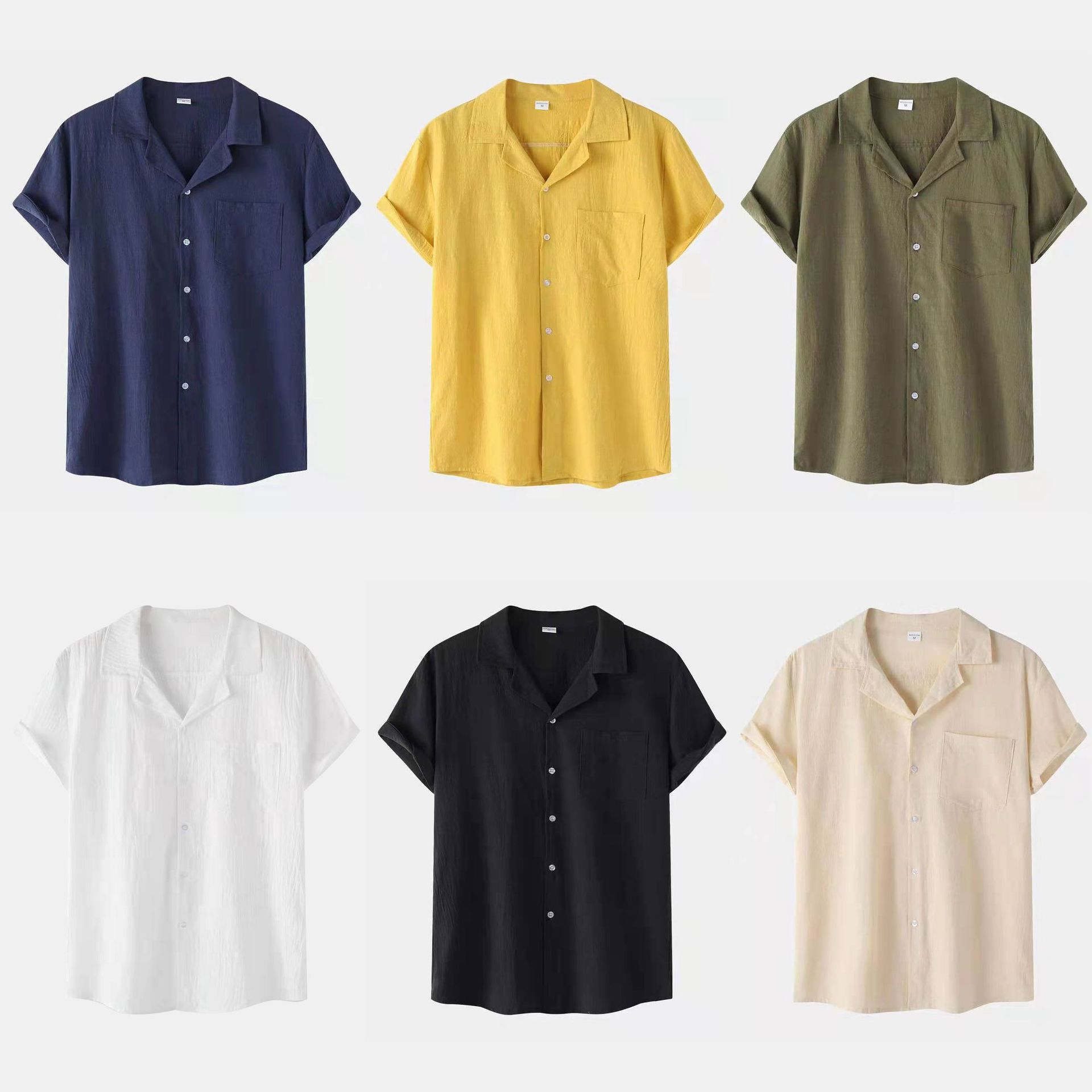 Cotton Linen Short Sleeve Shirt Men Linen Casual Half - CJdropshipping