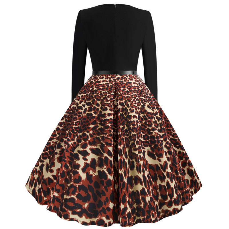 Leopard print long sleeve dress