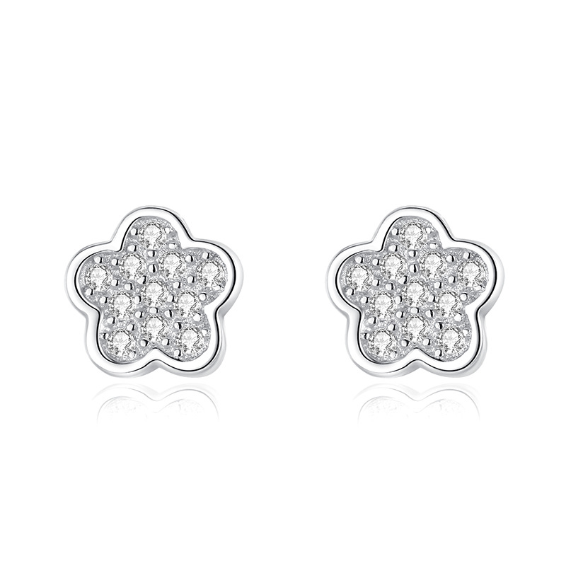 S925 Sterling Silver Small Flower Stud Earrings