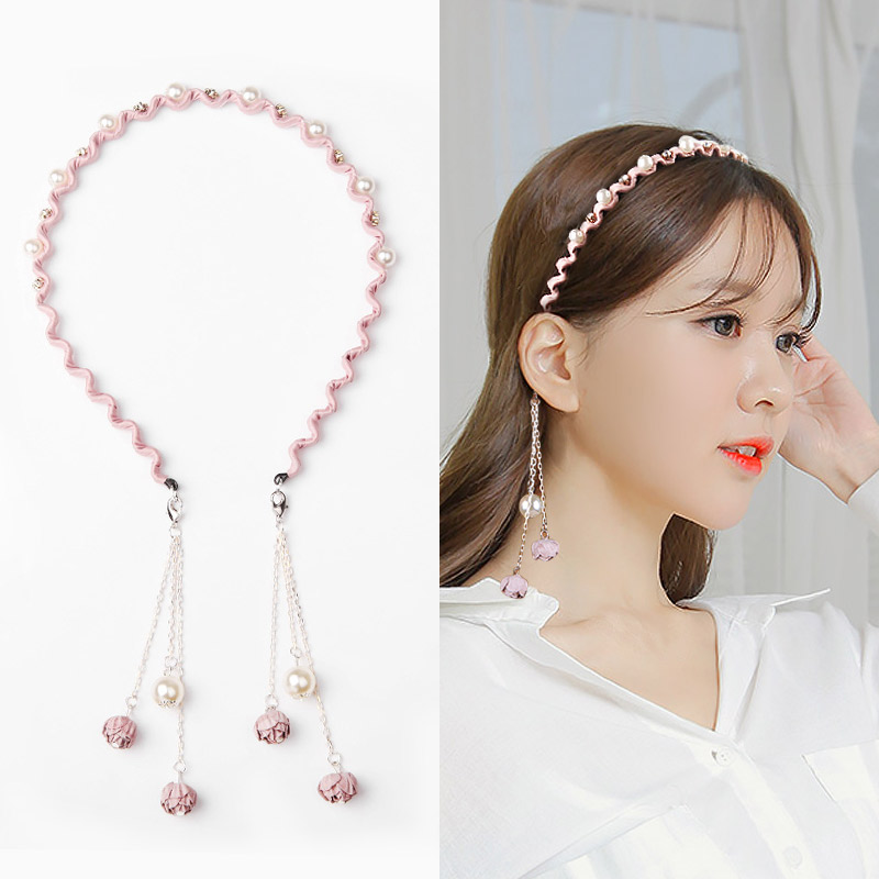 1fc96941 ddbc 40c7 ba47 a092b7696ca9 Korea one-piece headband tassel pendant with fake earrings