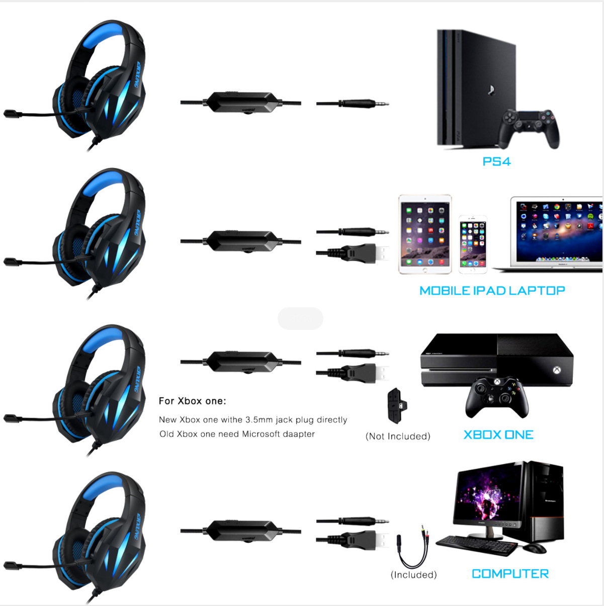 Wired Gaming Headset With Luminous Gaming Headset northwest-liquidations.myshopify.com