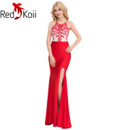 Plus Size Long Slim Backless Embroidery Evening Dress