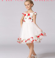Flower girl flower fairy dress children's wedding dress princess dress mesh word shoulder set lace girl dress