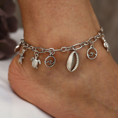 Boho Wave Turtle Pendant Anklet Bracelets For Women 2021 Shell Anklet Bracelets On The Leg Bohemian Foot Ocean Jewelry—2