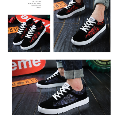 Autumn and winter new men's shoes fashion trend Korean men's shoes students low to help casual running shoes—4