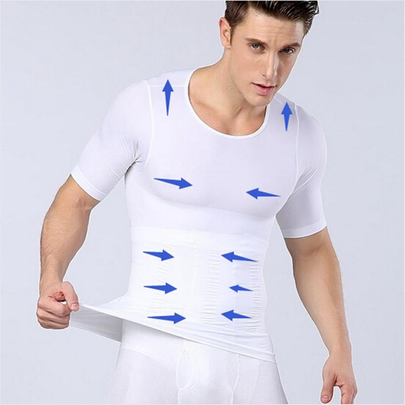 Male Chest Compression T Shirt Fitness Hero Belly Buster Slimming T Shirt