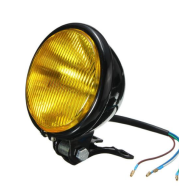 5" Round Bottom Mount Headlight - Black/Amber Lens
