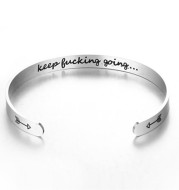 Mantra Bracelet with Quotes Stainless Steel Cuff Inspirational Jewelry Graduation Gift
