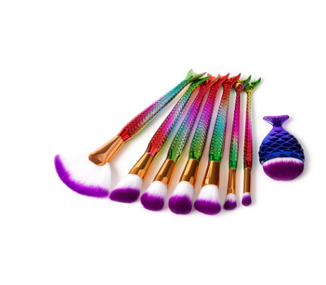 Color: 1style, quantity: 7 pcs - Makeup Brush Make-up Tool Mermaid DiamondGrindDiamond Combination GUJHUI