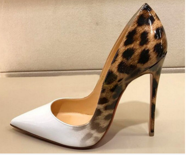 Shallow mouth pointed fine with color matching leopard sexy fashion high heels—5